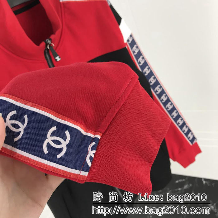 CHANEL香奈兒 小香中古系列 vintage ins超火拼色袖 串標飾帶 休閒運動套裝 情侶款 ydi1117